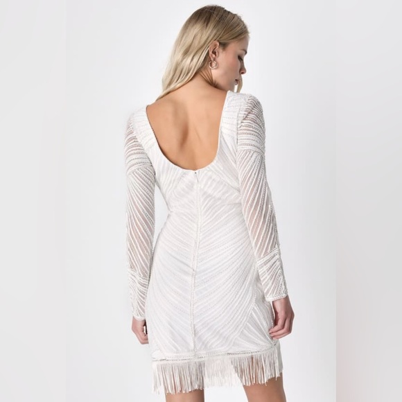 NWT Lulus White Sequin Fringe Mini Dress! - Picture 4 of 14
